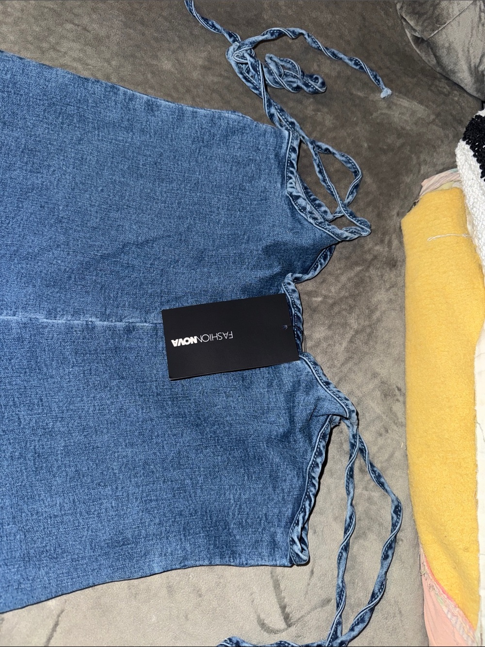 Fashion Nova Dark Blue Tiered Flare Jeans - Picture 3 of 8